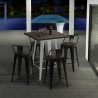 Hoge tafel in industriële stijl van staal en hout 60x60 cm Welded Verkoop