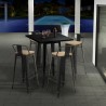 Hoge tafel in industriële stijl van staal 60x60 cm Nut Verkoop