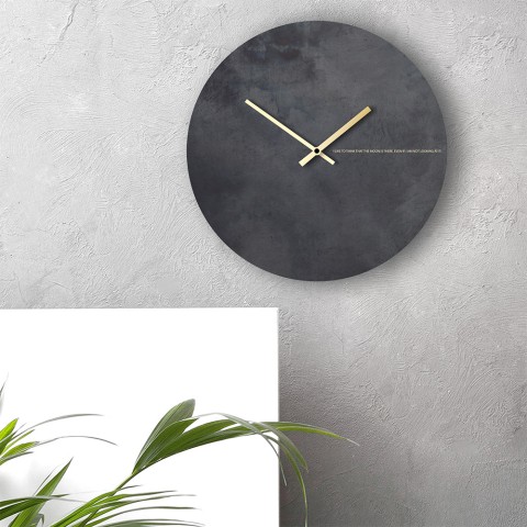 Zwarte ronde wandklok met goud, modern minimalistisch design Black Moon Aanbieding