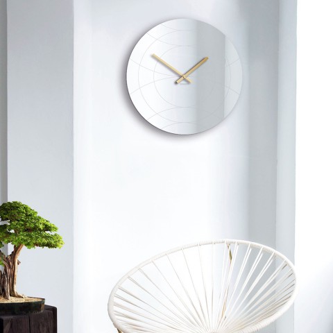 Moderne ronde wandspiegelklok goudkleurig Elegance Aanbieding
