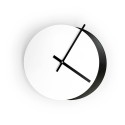 Moderne minimalistische ronde witte zwarte wandklok Eclissi Aanbod