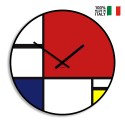 Rond modern design wandklok, Mondriaan-stijl, eigentijdse kunst Verkoop