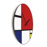 Rond modern design wandklok, Mondriaan-stijl, eigentijdse kunst Korting
