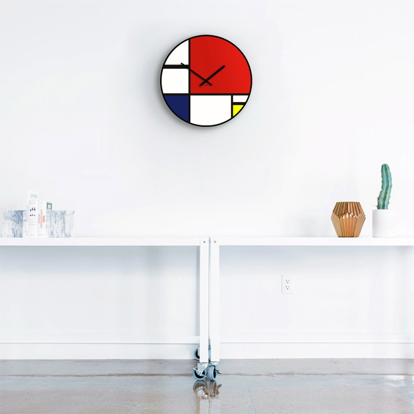 Rond modern design wandklok, Mondriaan-stijl, eigentijdse kunst Aanbieding Rond modern design wandklok, Mondriaan-stijl, eigentijdse kunst Aanbieding