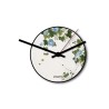 Kleine ronde wandklok met modern design, blauwe bloemen motief Aanbod