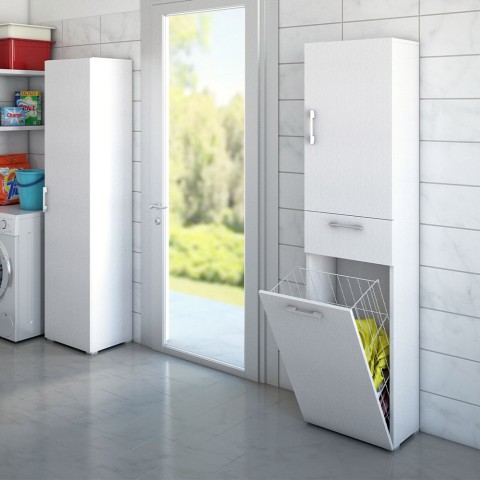 Mobiele wasmand kolom voor badkamer en wasruimte ruimtebesparend mandje Aanbieding