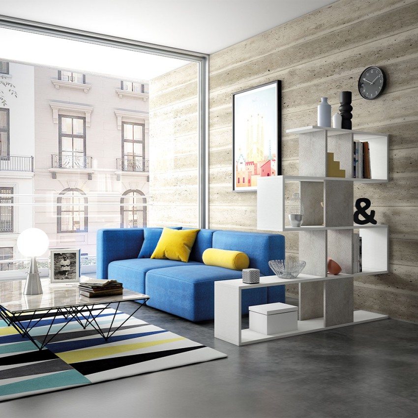 Moderne tweezijdige design roomdivider grijs wit Libkaf Aanbieding Moderne tweezijdige design roomdivider grijs wit Libkaf Aanbieding