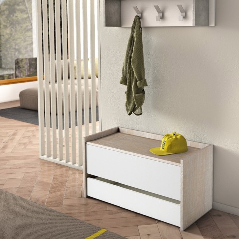 Moderne houten binnenbank met schuiflade Aanbieding