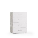 Moderne grijs-witte ladekast met 4 lades voor de slaapkamer Aanbod