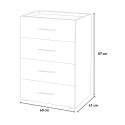 Moderne grijs-witte ladekast met 4 lades voor de slaapkamer Korting