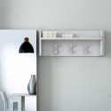 Moderne witte wandkapstok met 3 haken en plank voor entree Aanbieding