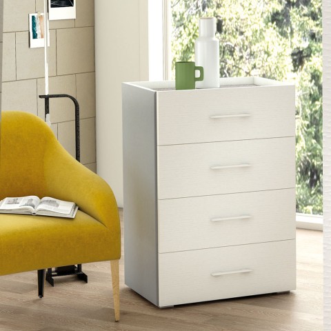 Ladekast slaapkamer kantoor 4 lades design wit grijs Aanbieding