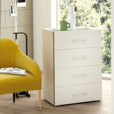 Ladekast slaapkamer kantoor 4 lades wit hout design Aanbieding