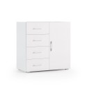 Ladekast slaapkamer dressoir met deur en 4 lades design wit grijs Aanbod