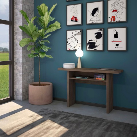Uitschuifbare consoletafel donkerhouten bureau 120x35-70cm Oplà