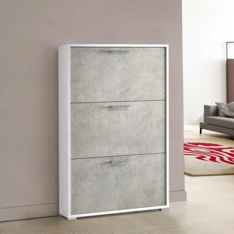 Schoenenkast ingang voor 9 paar schoenen, 3 deurs, modern wit-grijs design 6003 Aanbieding