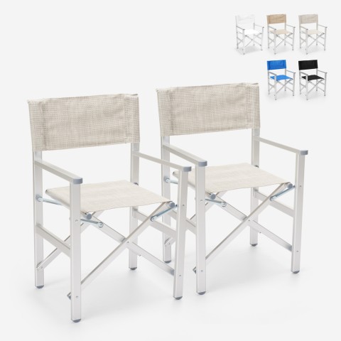 2 Strandstoelen vouwbaar draagbaar aluminium textilene Regista Gold