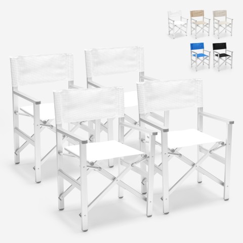 4 Opvouwbare strandstoelen draagbaar aluminium textilene Regista Gold