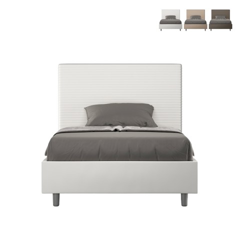 Halfhoog bed met opbergruimte 120x190 Frans stijl kunstleer Focus P Aanbieding