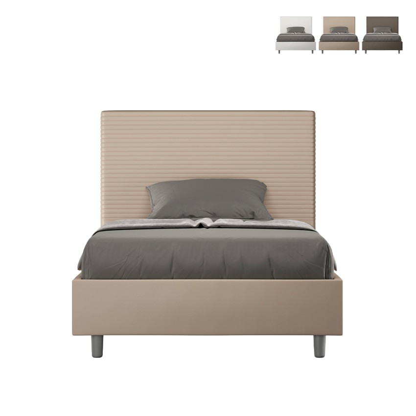 Halfhoog bed met opbergruimte 120x190 Frans stijl kunstleer Focus P Afmetingen
