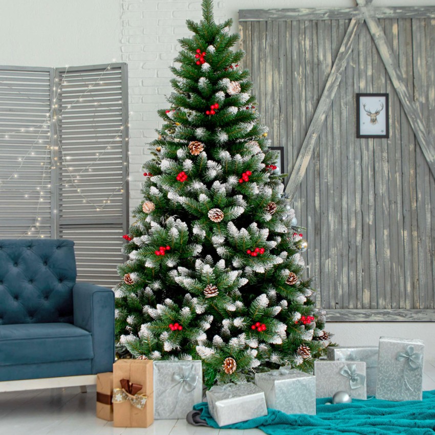240 cm hoge kerstboom extra dikke kunstsneeuw en versieringen voor kerstcadeaus Oslo