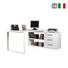 Glanzend wit hoekbureau met 3 laden 170x140cm Glassy Verkoop